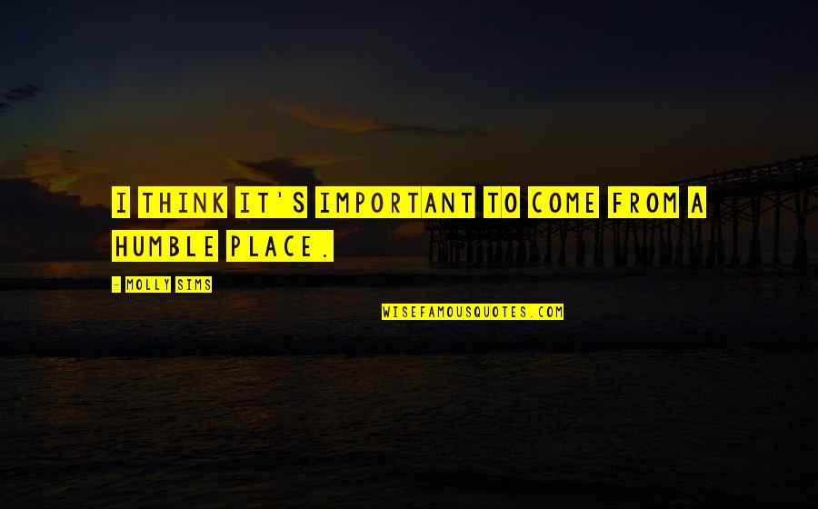 Impatiences Quotes By Molly Sims: I think it's important to come from a Impatiences Quotes By Molly Sims: I think it's important to come from a