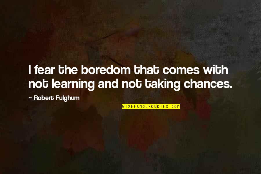 Impeccable Paws Quotes By Robert Fulghum: I fear the boredom that comes with not