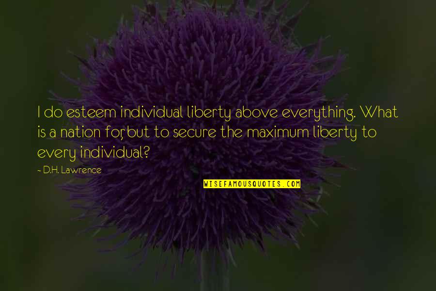 Impending Birth Quotes By D.H. Lawrence: I do esteem individual liberty above everything. What Impending Birth Quotes By D.H. Lawrence: I do esteem individual liberty above everything. What