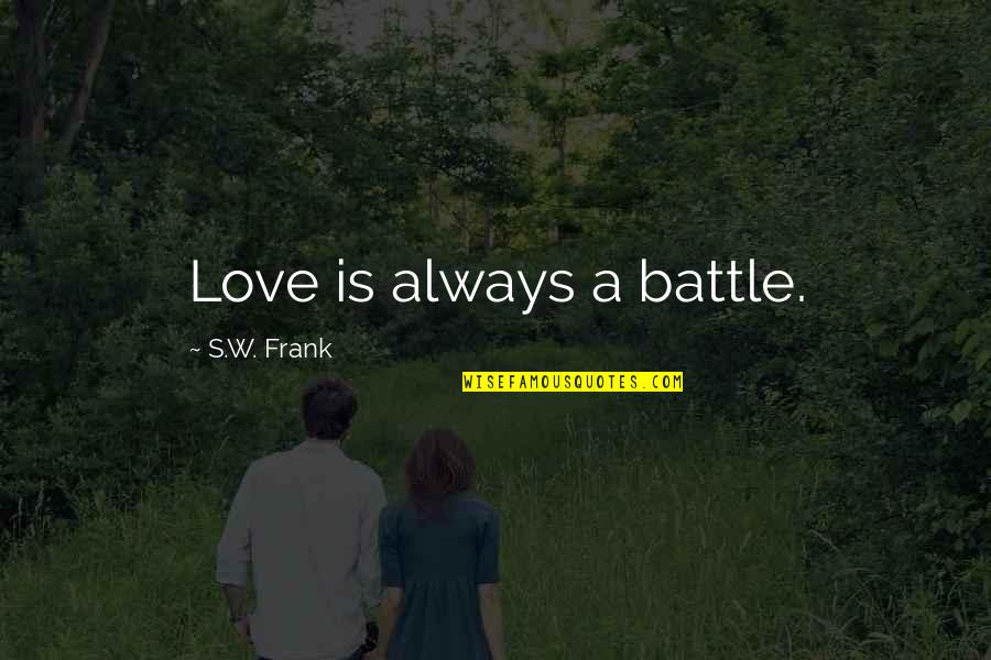 Impenitence Quotes By S.W. Frank: Love is always a battle.
