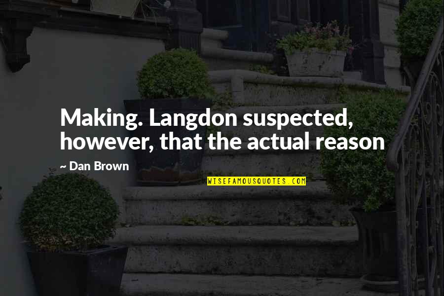 Imperceptive Def Quotes By Dan Brown: Making. Langdon suspected, however, that the actual reason