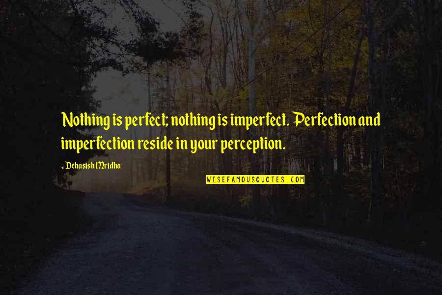 Imperfection Quotes And Quotes By Debasish Mridha: Nothing is perfect; nothing is imperfect. Perfection and