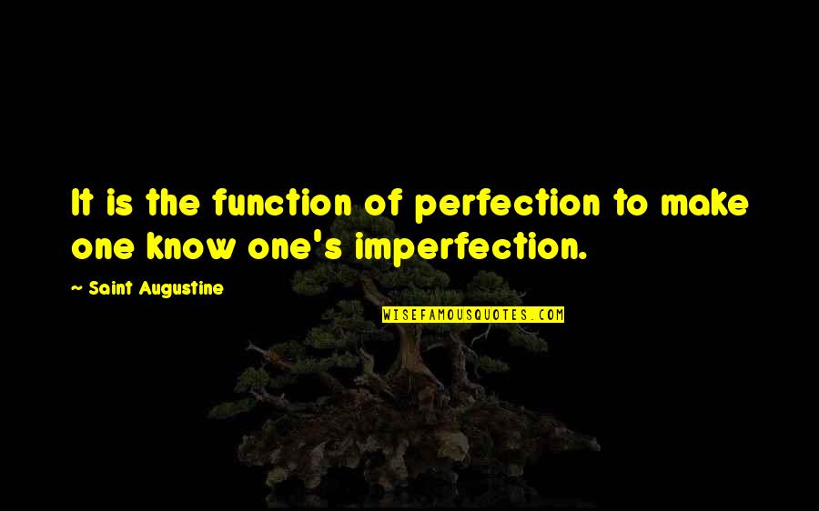 Imperfection To Perfection Quotes By Saint Augustine: It is the function of perfection to make