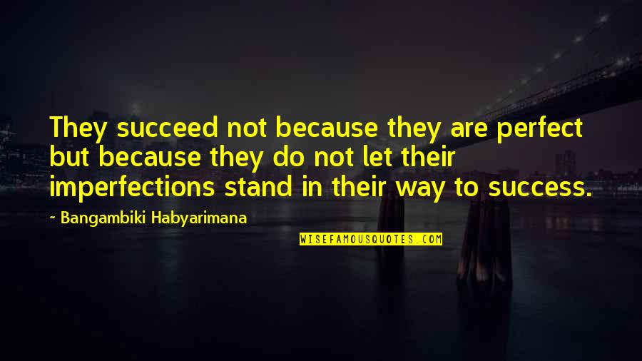 Imperfections Quotes By Bangambiki Habyarimana: They succeed not because they are perfect but