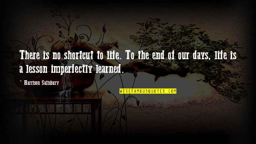 Imperfectly Quotes By Harrison Salisbury: There is no shortcut to life. To the