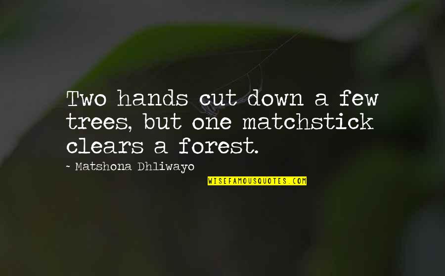 Imperfecto Quotes By Matshona Dhliwayo: Two hands cut down a few trees, but