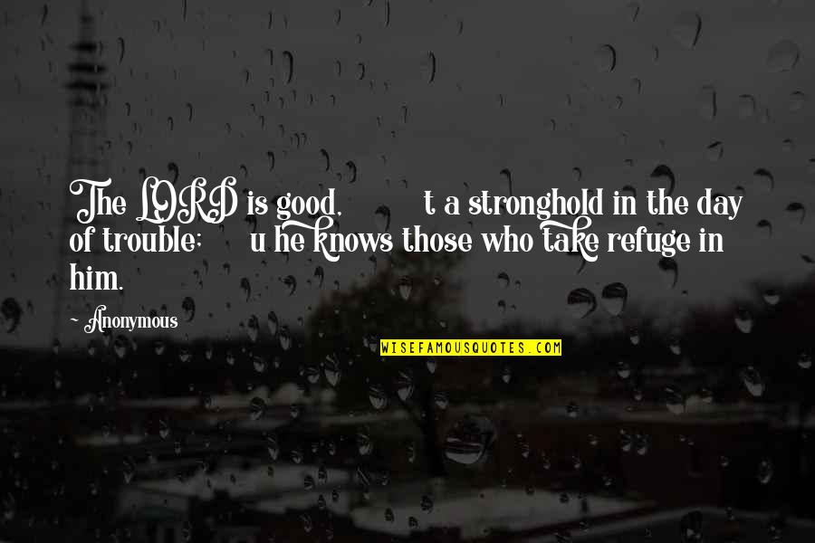 Imperfectos Youtube Quotes By Anonymous: The LORD is good, t a stronghold in