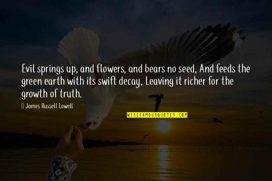 Imperiales Clasicos Quotes By James Russell Lowell: Evil springs up, and flowers, and bears no