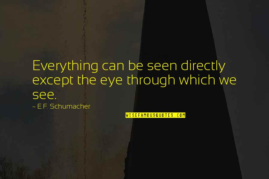 Impermeable Surface Quotes By E.F. Schumacher: Everything can be seen directly except the eye