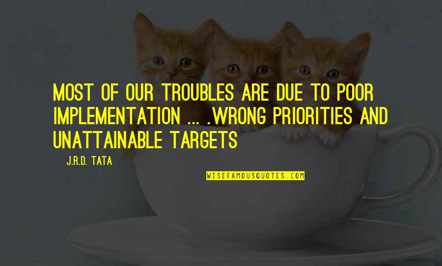 Implementation Quotes By J.R.D. Tata: Most of our troubles are due to poor