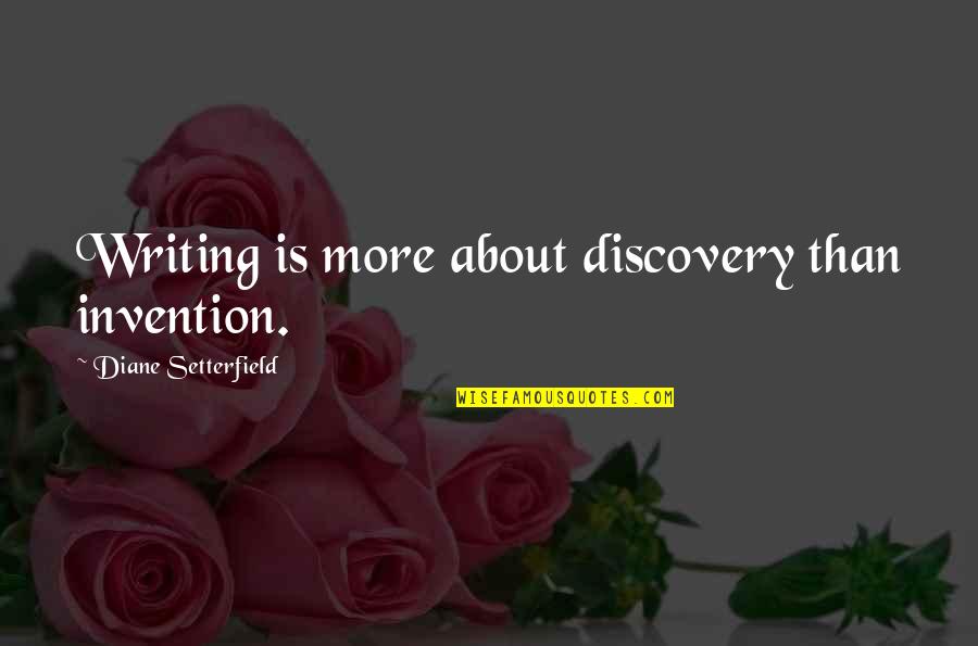 Implicate Synonym Quotes By Diane Setterfield: Writing is more about discovery than invention.