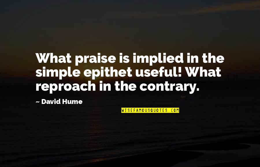 Implied Quotes By David Hume: What praise is implied in the simple epithet
