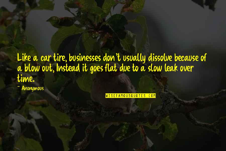 Impluwensya Kahulugan Quotes By Anonymous: Like a car tire, businesses don't usually dissolve Impluwensya Kahulugan Quotes By Anonymous: Like a car tire, businesses don't usually dissolve