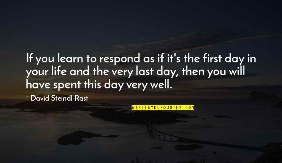 Imponderable Quotes By David Steindl-Rast: If you learn to respond as if it's