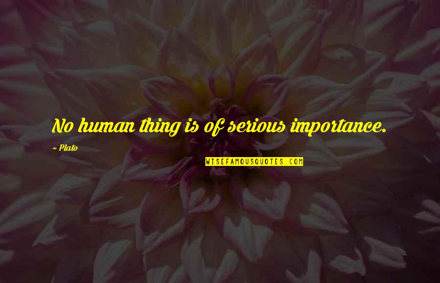 Importance In Your Life Quotes By Plato: No human thing is of serious importance.