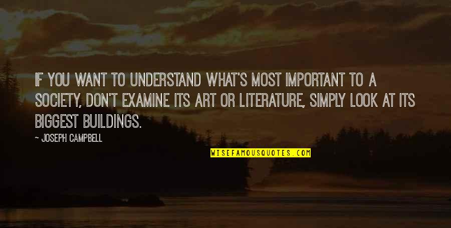 Importance Of Art In Society Quotes By Joseph Campbell: If you want to understand what's most important