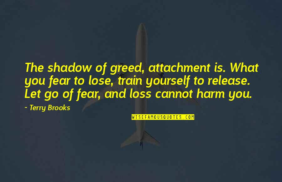 Importance Of Communication In War Quotes By Terry Brooks: The shadow of greed, attachment is. What you