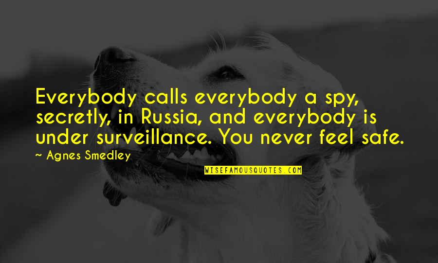 Importance Of Dogs Quotes By Agnes Smedley: Everybody calls everybody a spy, secretly, in Russia,