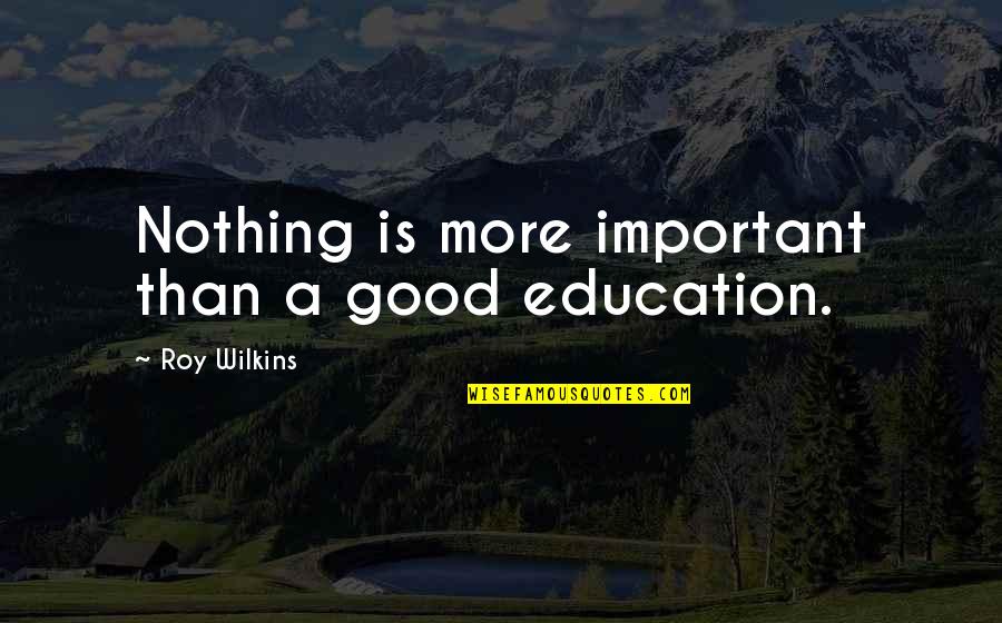 Importance Of Good Education Quotes By Roy Wilkins: Nothing is more important than a good education.