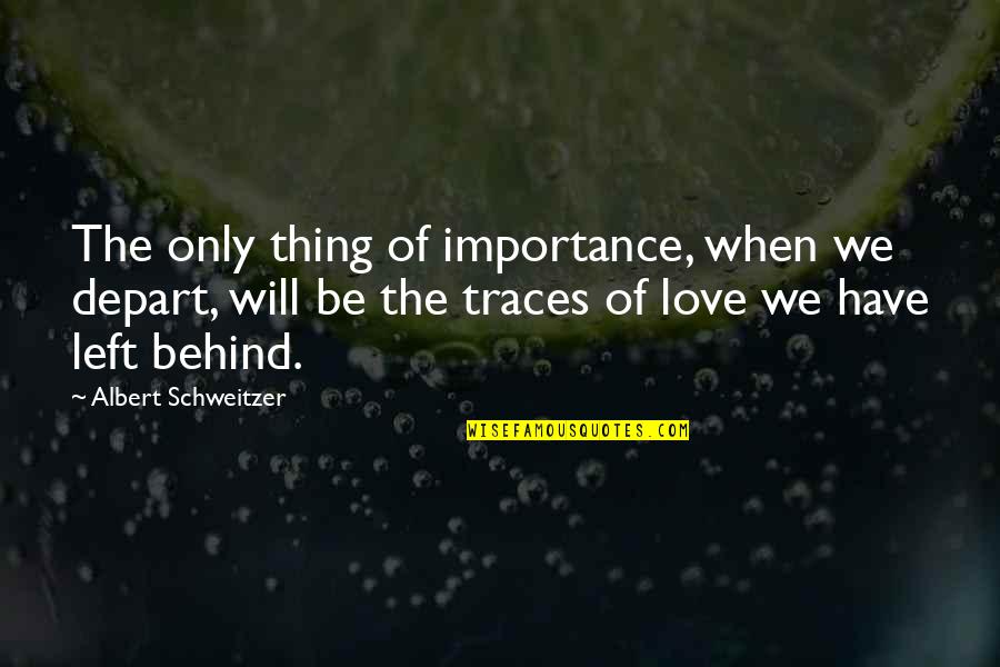 Importance Of My Love Quotes By Albert Schweitzer: The only thing of importance, when we depart,