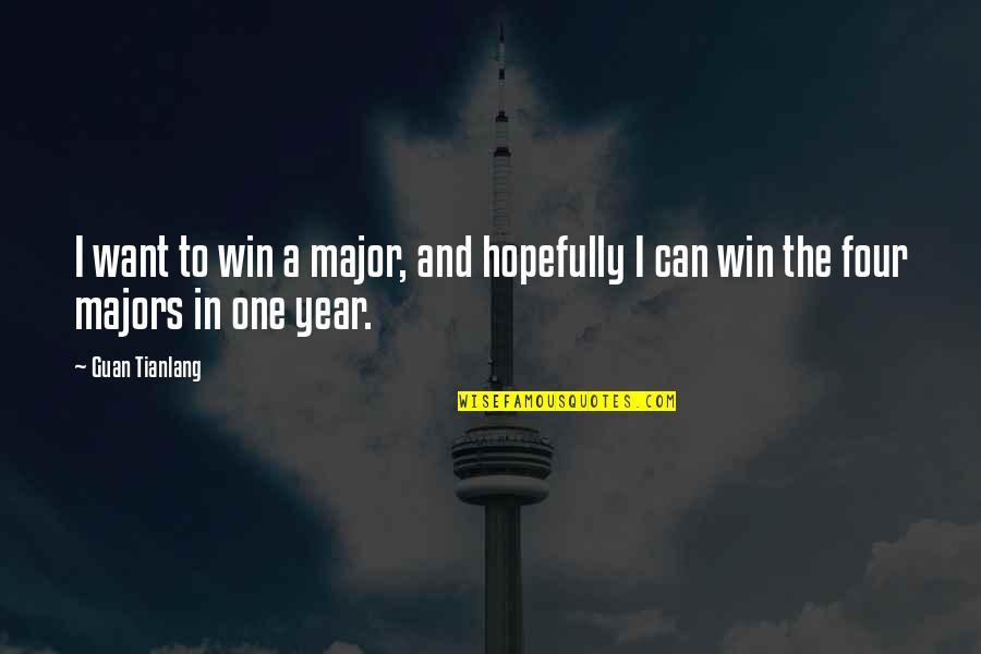 Importance Of Sports And Games Quotes By Guan Tianlang: I want to win a major, and hopefully