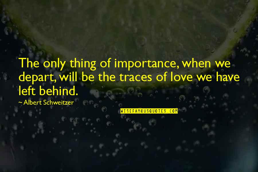 Importance Of Your Love Quotes By Albert Schweitzer: The only thing of importance, when we depart,