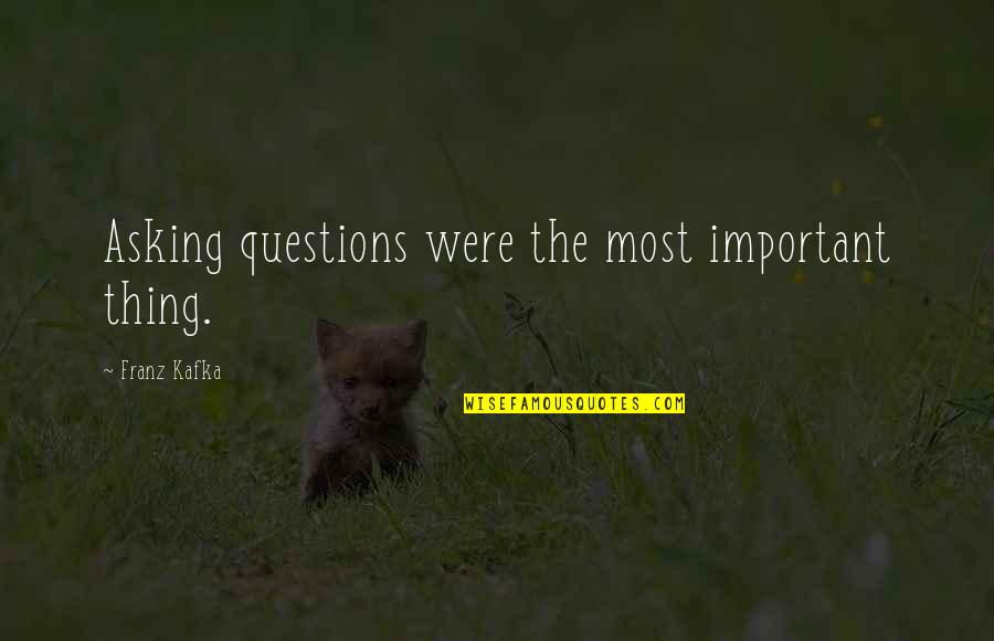 Important But Not Critical Quotes By Franz Kafka: Asking questions were the most important thing. Important But Not Critical Quotes By Franz Kafka: Asking questions were the most important thing.