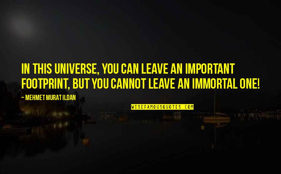 Important But Quotes By Mehmet Murat Ildan: In this universe, you can leave an important Important But Quotes By Mehmet Murat Ildan: In this universe, you can leave an important