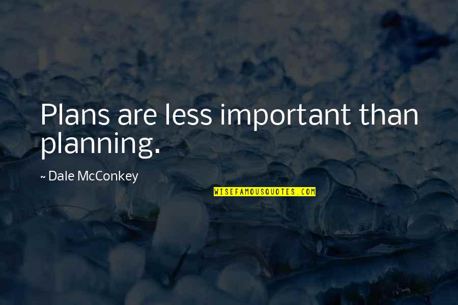 Important Decision Quotes By Dale McConkey: Plans are less important than planning. Important Decision Quotes By Dale McConkey: Plans are less important than planning.