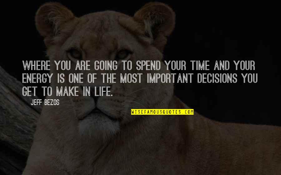 Important Decisions In Life Quotes By Jeff Bezos: Where you are going to spend your time Important Decisions In Life Quotes By Jeff Bezos: Where you are going to spend your time