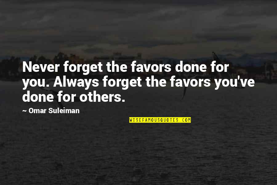 Important Famous Quotes By Omar Suleiman: Never forget the favors done for you. Always