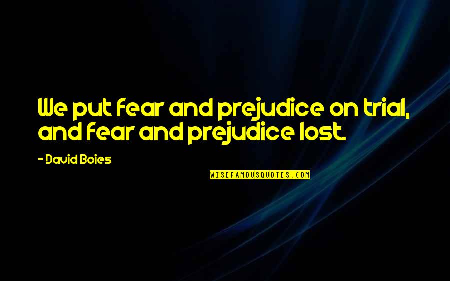Important Huck Finn Quotes By David Boies: We put fear and prejudice on trial, and