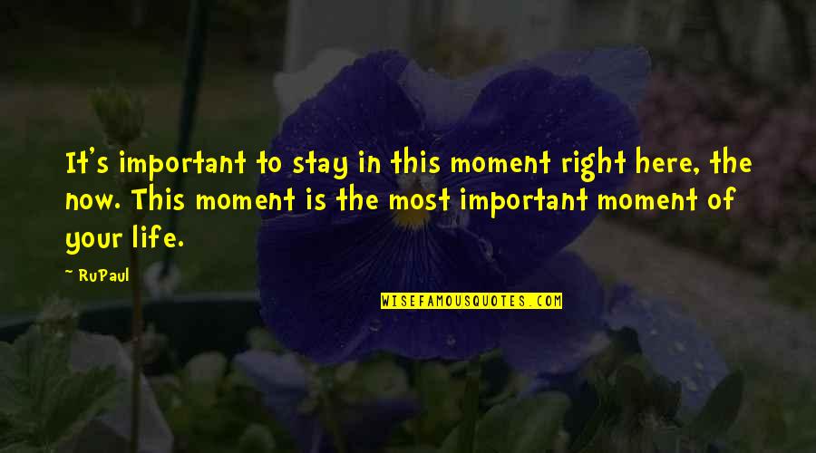 Important Moments In Life Quotes By RuPaul: It's important to stay in this moment right