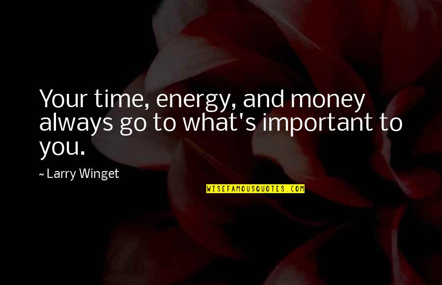 Important Money Quotes By Larry Winget: Your time, energy, and money always go to