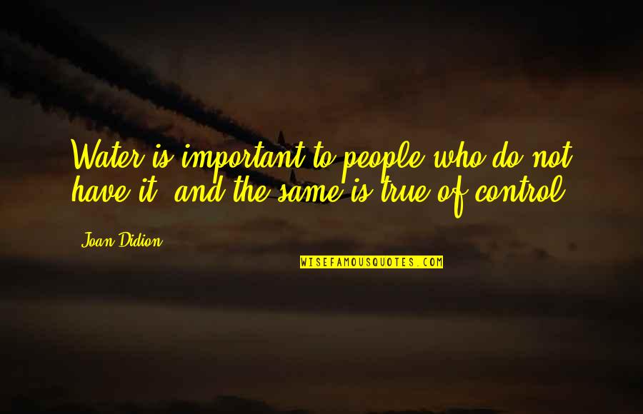 Important People Quotes By Joan Didion: Water is important to people who do not