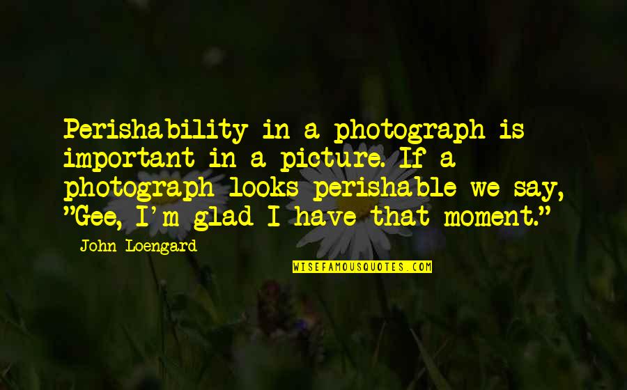 Important Picture Quotes By John Loengard: Perishability in a photograph is important in a Important Picture Quotes By John Loengard: Perishability in a photograph is important in a