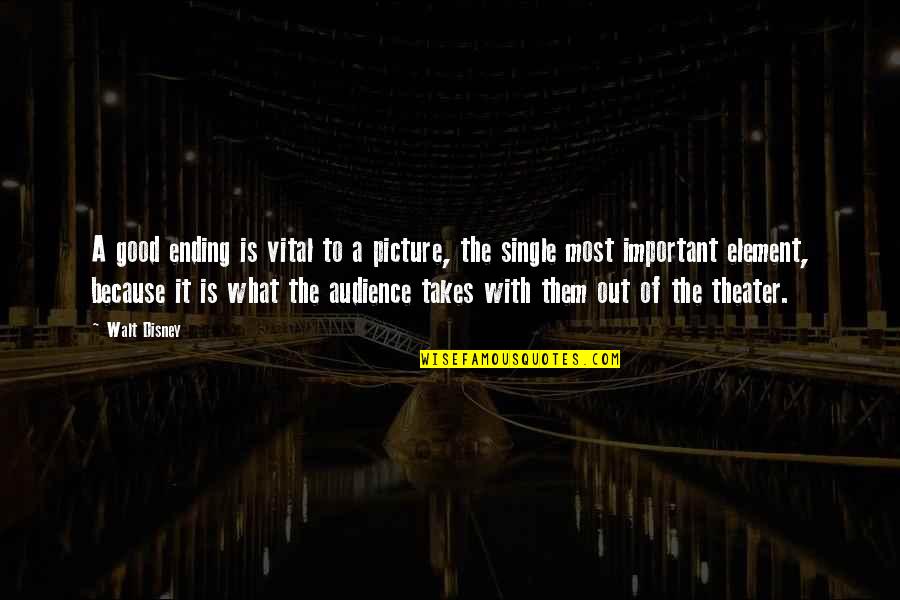 Important Picture Quotes By Walt Disney: A good ending is vital to a picture, Important Picture Quotes By Walt Disney: A good ending is vital to a picture,