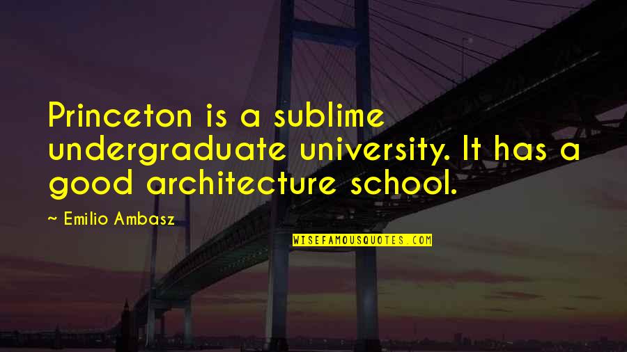 Important Sayings And Quotes By Emilio Ambasz: Princeton is a sublime undergraduate university. It has