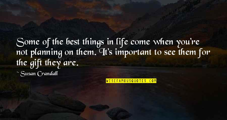 Important Things In Life Quotes By Susan Crandall: Some of the best things in life come