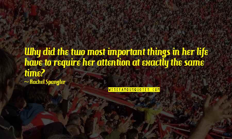 Important Things In My Life Quotes By Rachel Spangler: Why did the two most important things in