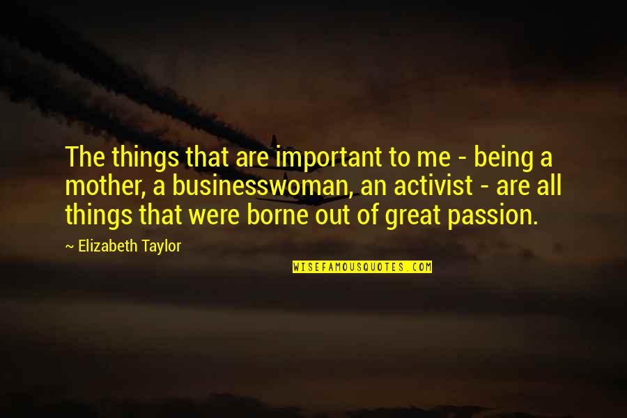 Important To Me Quotes By Elizabeth Taylor: The things that are important to me -
