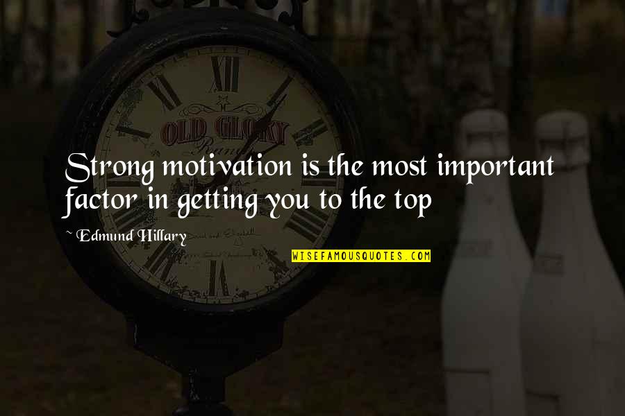 Important To You Quotes By Edmund Hillary: Strong motivation is the most important factor in