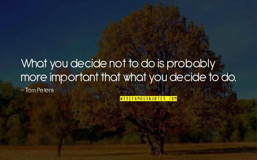 Important To You Quotes By Tom Peters: What you decide not to do is probably