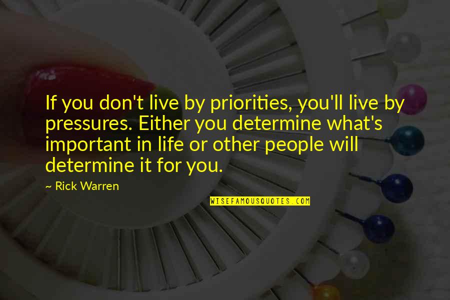 Important Will Quotes By Rick Warren: If you don't live by priorities, you'll live Important Will Quotes By Rick Warren: If you don't live by priorities, you'll live