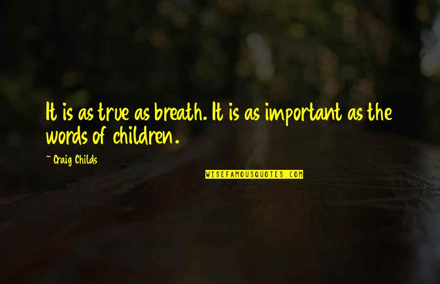 Important Words Quotes By Craig Childs: It is as true as breath. It is