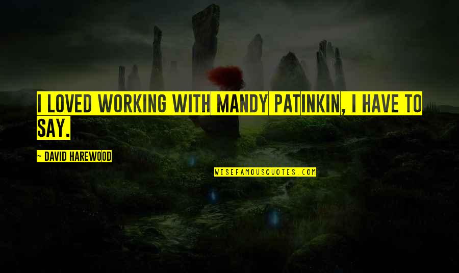 Importeth Quotes By David Harewood: I loved working with Mandy Patinkin, I have