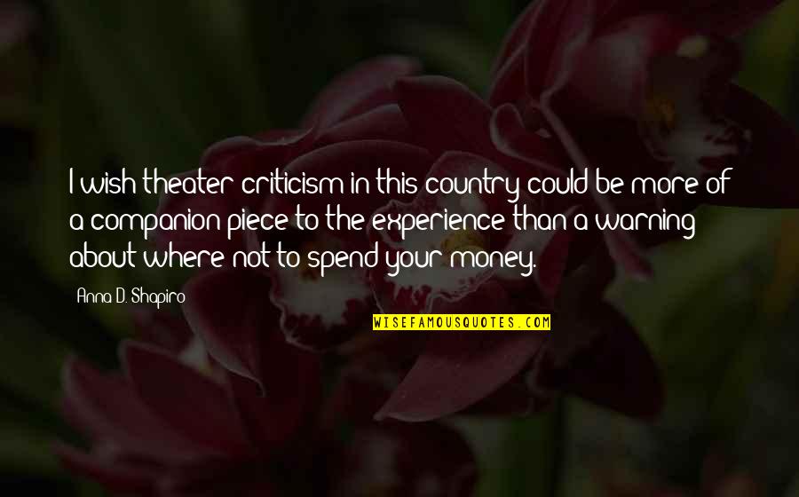 Importunity Quotes By Anna D. Shapiro: I wish theater criticism in this country could