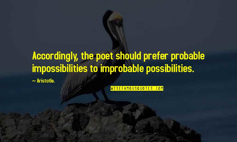 Impossibilities Quotes By Aristotle.: Accordingly, the poet should prefer probable impossibilities to