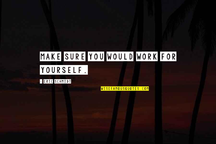 Imposta Meme Quotes By Eric Schmidt: Make sure you would work for yourself. Imposta Meme Quotes By Eric Schmidt: Make sure you would work for yourself.