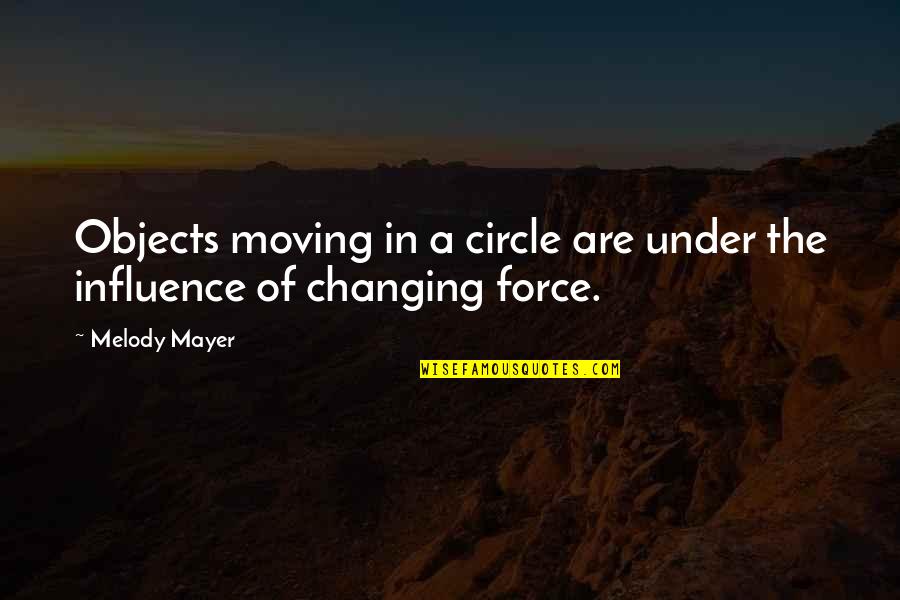 Impotent Synonym Quotes By Melody Mayer: Objects moving in a circle are under the